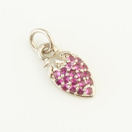 Cilindrata Zircone micro pavimenta il pendente di ottone, Fragola, placcato color oro, DIY & Micro spianare cubic zirconia, viola, assenza di nichel,piombo&cadmio, 11x5x3mm, Venduto da PC