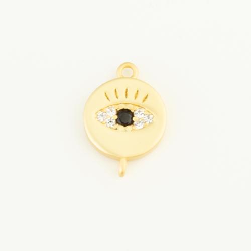 Male Connector Eye, ottone, Cerchio, placcato color oro, DIY & Micro spianare cubic zirconia & smalto & 1/1 anello del connettore, assenza di nichel,piombo&cadmio, 13x9x2mm, Venduto da PC