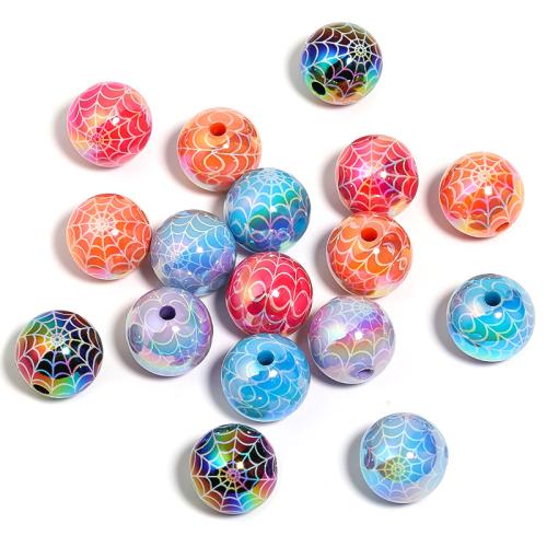 Perles  acrylique plaqué , Rond, DIY, couleurs mélangées, 16mm, 100PC/sac, Vendu par sac