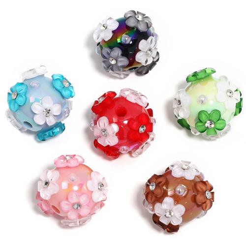 Acryl Schmuck Perlen, rund, DIY & mit Strass, keine, 17x20mm, Bohrung:ca. 2.9mm, 5PCs/Tasche, verkauft von Tasche