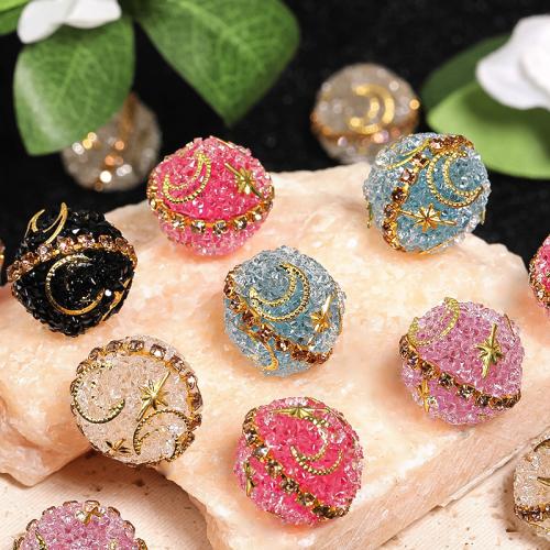 Acrylic Jewelry Beads Round DIY & with rhinestone 17mm Sold By Bag