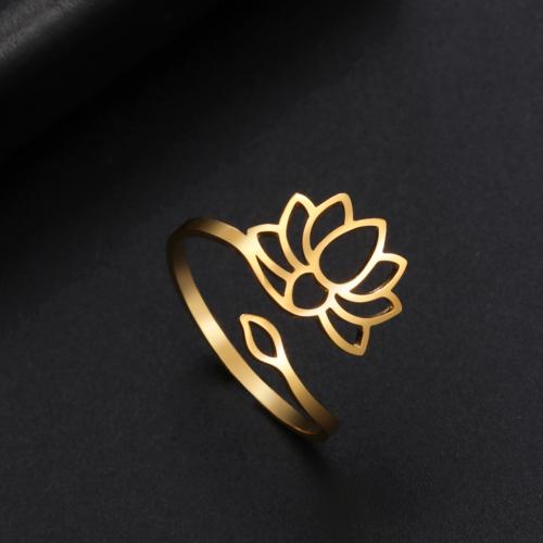 Stainless Steel Finger Ring 304 Stainless Steel Flower plated fashion jewelry & for woman & hollow Sold By PC