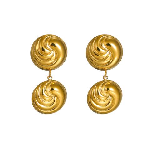 Stainless Steel Stud Earrings 304 Stainless Steel Round 18K gold plated fashion jewelry & for woman Sold By Pair