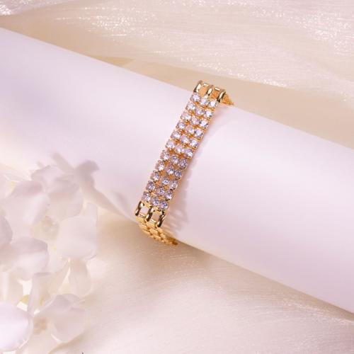 Cubic Zirconia Micro Pave Brass Bracelet plated & micro pave cubic zirconia & for woman Sold By PC