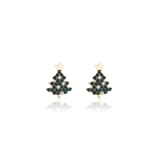 Lo zinco in lega Stud Earring, lega in zinco, placcato, per la donna & con strass, dorato, Venduto da coppia