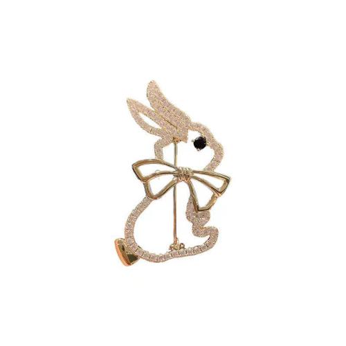 Zinc Alloy Brooches plated & for woman & with rhinestone golden Sold By PC