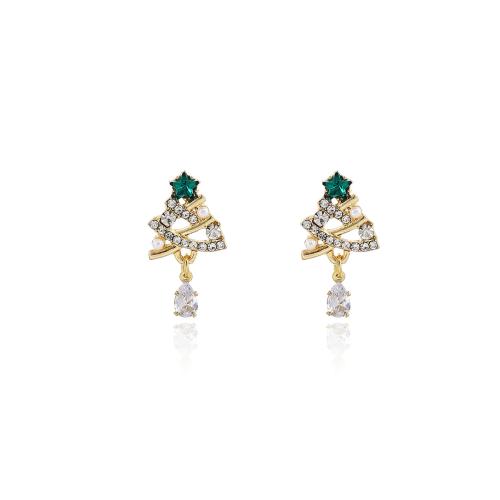 Zinc Alloy Stud Earring plated for woman & with rhinestone golden Sold By Pair