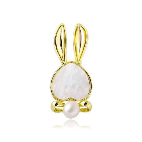 Zinc Alloy Brooches with Shell & Freshwater Pearl for woman golden Sold By PC