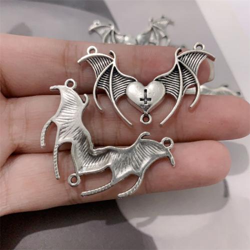 Animal Zinc Alloy Connector Bat antique silver color plated DIY & 2/1 loop Sold By Bag