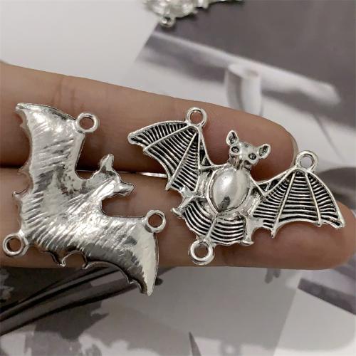 Connecteur en alliage de Zinc animal, Chauve-souris, Plaqué de couleur d'argent, DIY & boucle 2/1, 41x27mm, 100PC/sac, Vendu par sac