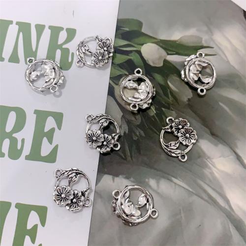 Flower Zinc Alloy Connector antique silver color plated DIY & 1/1 loop Sold By Bag