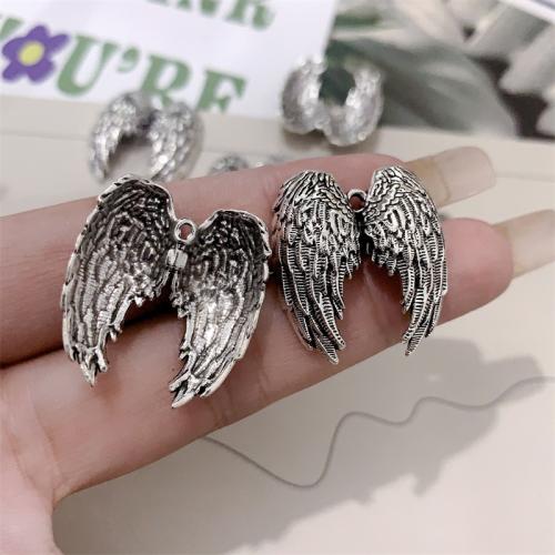 Wing Shaped Zinc Alloy Pendants antique silver color plated DIY Sold By Bag