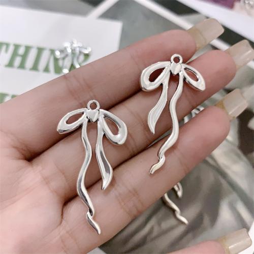 Zinc Alloy Bowknot pendentifs, alliage de zinc, Noeud papillon, Plaqué de couleur d'argent, DIY, 21x39mm, 100PC/sac, Vendu par sac