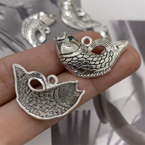 Zinc Alloy Animal Pendants Fish antique silver color plated DIY Sold By Bag