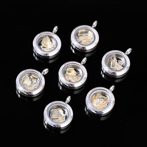 Fashion Locket Pendants Meteorite with Glass & 304 Stainless Steel Round DIY 15mm Sold By PC