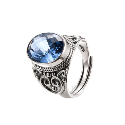 925 Sterling Silver Finger Rings with Sapphire fashion jewelry & for man Stone Sold By PC