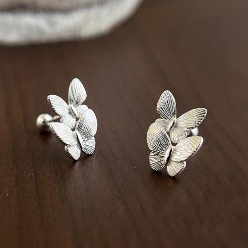 925 Sterling Silver Stud Earrings Butterfly fashion jewelry & for woman Sold By Pair