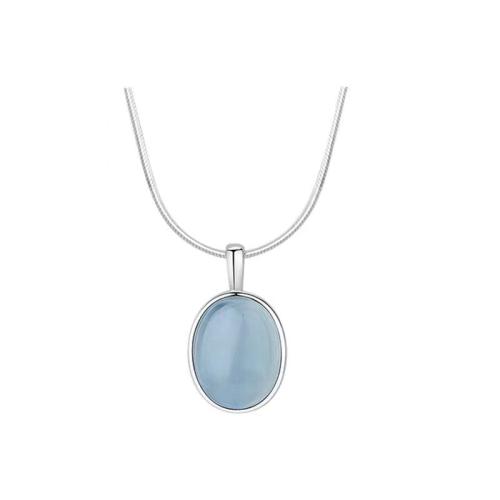 Colares de esterlina de prata, 925 de prata esterlina, with Aquamarine, with 5cm extender chain, joias de moda & para mulher, comprimento Aprox 40 cm, vendido por PC