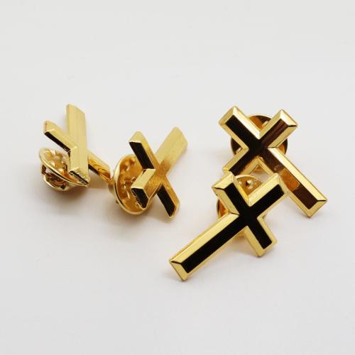 Zinc Alloy Brooches Cross gold color plated enamel nickel lead & cadmium free Sold By Bag