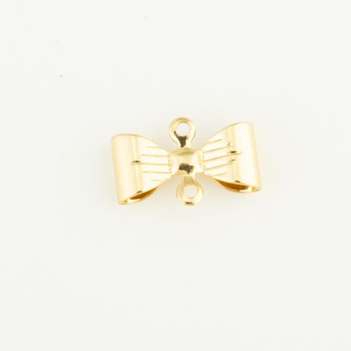 Brass Nakit priključak, Mesing, Bowknot, zlatna boja pozlaćen, možete DIY & 1/1 petlje, nikal, olovo i kadmij besplatno, 12x7x3mm, Prodano By PC