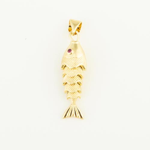 Brass Jewelry Pendants Fish gold color plated DIY nickel lead & cadmium free Sold By PC