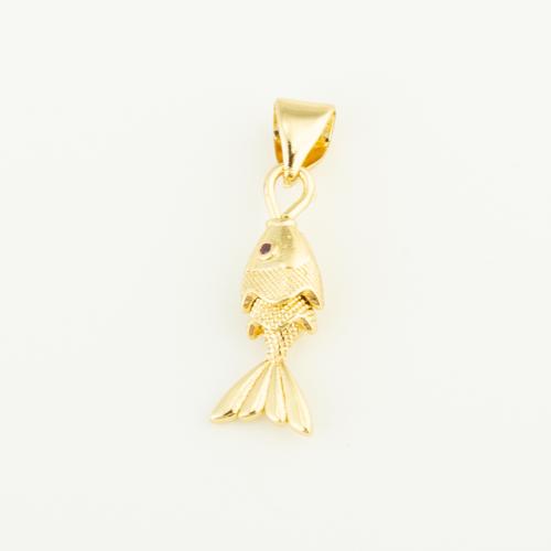 Brass Jewelry Pendants Fish gold color plated DIY nickel lead & cadmium free Sold By PC