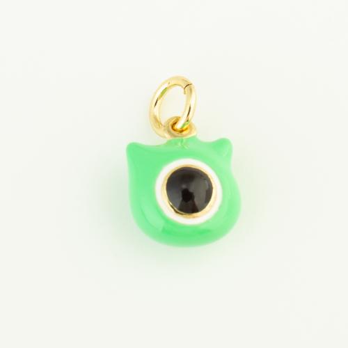 Brass Jewelry Pendants gold color plated DIY & enamel green nickel lead & cadmium free Sold By PC