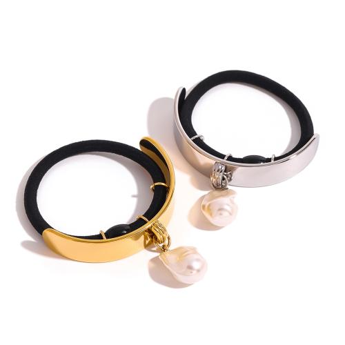 Hair Accessories DIY Findings 304 Stainless Steel with Rubber Band & Plastic Pearl plated fashion jewelry & for woman Sold By PC