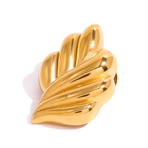 Fashion Brooch Jewelry 304 Stainless Steel Leaf plated fashion jewelry & Unisex golden Sold By PC