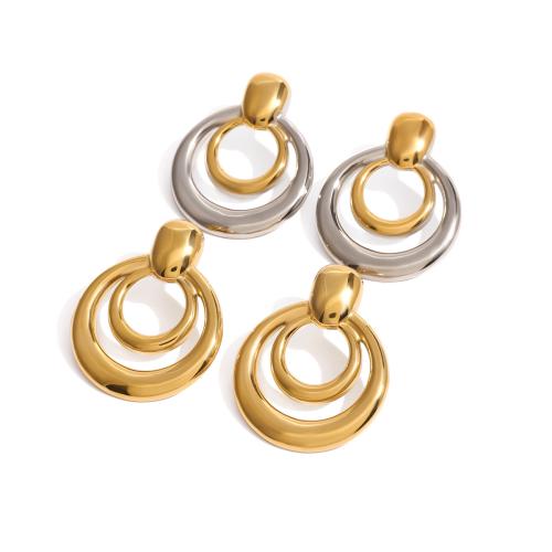 Stainless Steel Stud Earrings 304 Stainless Steel Round plated fashion jewelry & for woman & hollow Sold By Pair