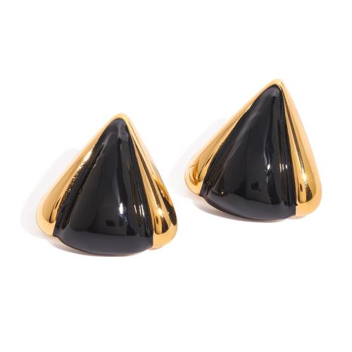 Stainless Steel Stud Earrings 304 Stainless Steel Triangle plated fashion jewelry & for woman & enamel Sold By Pair