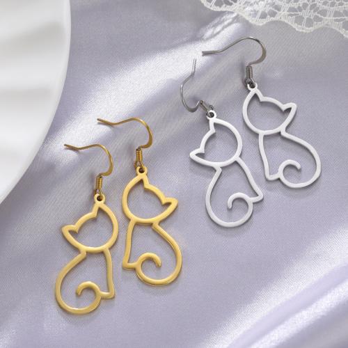 Stainless Steel Drop Earring 304 Stainless Steel Cat plated fashion jewelry & for woman & hollow Sold By PC