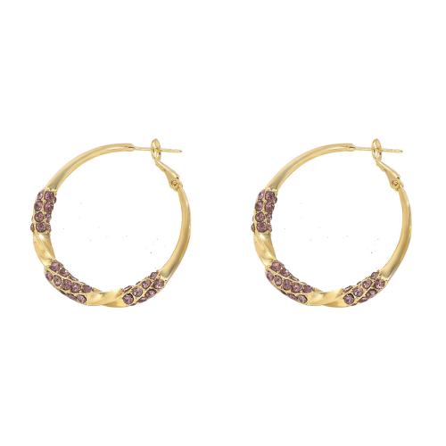 Brass Leverback Earring fashion jewelry & for woman & with rhinestone golden Sold By Pair