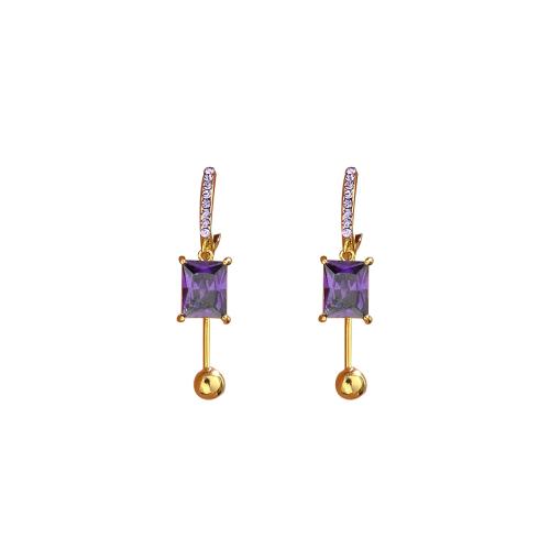 Brass Leverback Earring with Crystal fashion jewelry & for woman & with rhinestone golden Sold By Pair