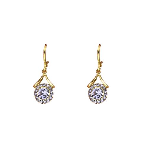 Brass Leverback Earring fashion jewelry & for woman & with rhinestone golden Sold By Pair