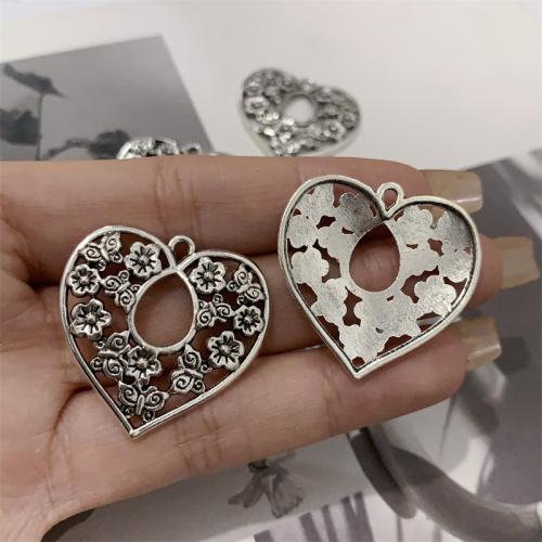 Zinc Alloy Heart Pendler, antik sølv farve forgyldt, du kan DIY, 32x31mm, 100pc'er/Bag, Solgt af Bag