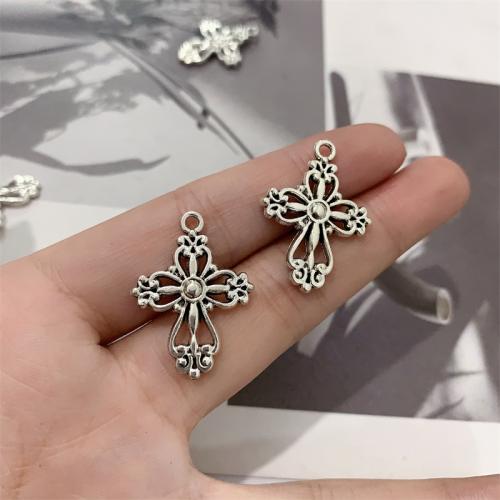 Zinc Alloy Cross Pendants antique silver color plated DIY Sold By Bag