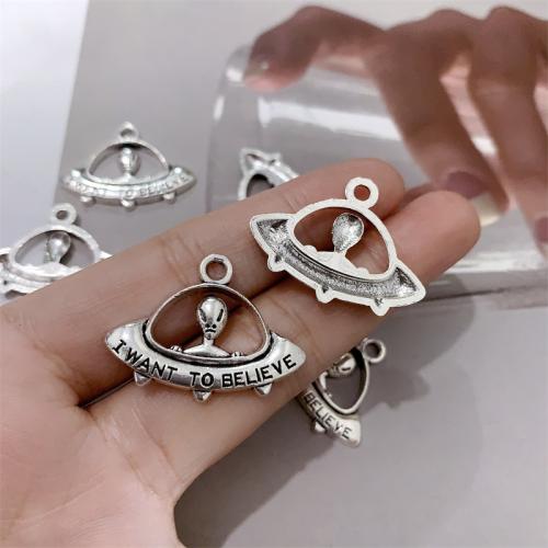 Zinc Alloy Pendants Saucer antique silver color plated DIY Sold By Bag