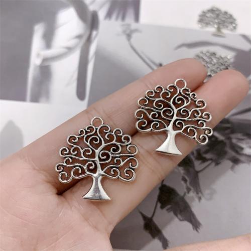 Zinklegering Hangers, Zinc Alloy, Tree of Life, antiek zilver plated, DIY, 26x26mm, 100pC's/Bag, Verkocht door Bag