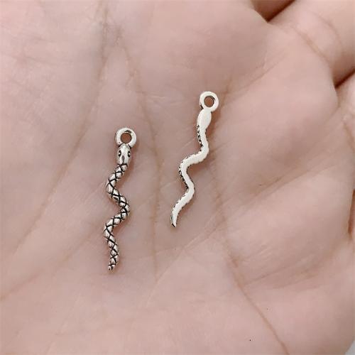 Zink Alloy Animal Hängen, Snake, antik silver pläterad, DIY, 23x4mm, 100PC/Bag, Säljs av Bag