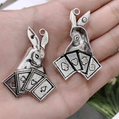 Zinc Alloy Animal Pendants Rabbit antique silver color plated DIY Sold By Bag