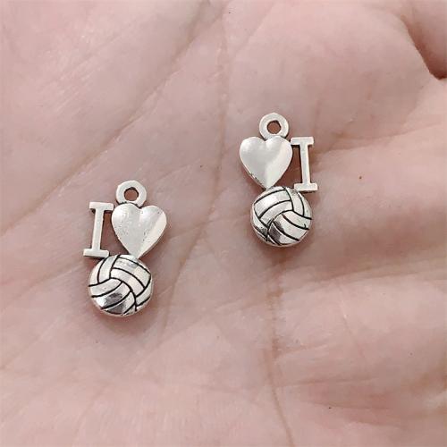 Zinc Alloy Pendler, Volleyball, antik sølv farve forgyldt, du kan DIY, 9x16mm, 100pc'er/Bag, Solgt af Bag