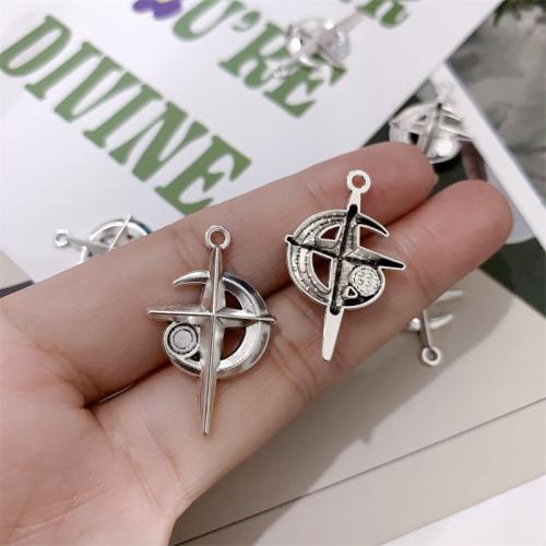 Pendants since Alloy Croise, Sinc Alloy, Cross, dath airgid antique plátáilte, DIY, 19x30mm, 100ríomhairí pearsanta/Mála, Díolta De réir Mála