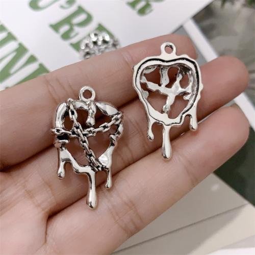 Zinc Alloy Heart Pendants antique silver color plated DIY Sold By Bag