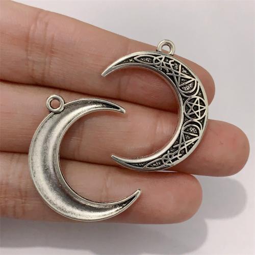 Zinc Alloy Moon Pendants Moon and Star antique silver color plated DIY Sold By Bag