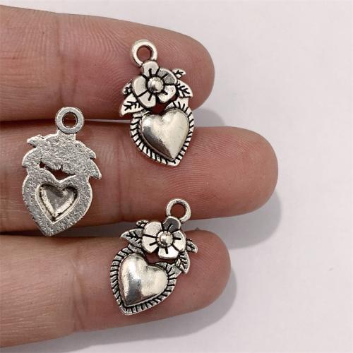 Zinc Alloy Heart Pendants antique silver color plated DIY Sold By Bag