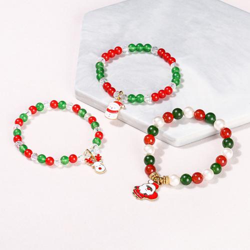 Carnelian Bracelet with Shell Pearl & Green Calcedony & 304 Stainless Steel & Zinc Alloy handmade Unisex & Christmas jewelry Length Approx 6-8 Inch Sold By PC