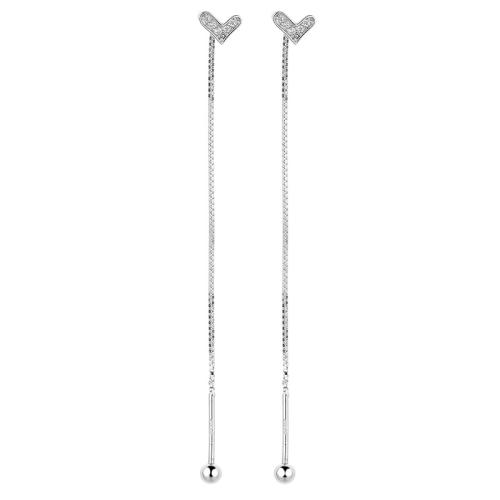 Cubic Zirconia micro pavimenta Sterling Silver Earring, 925 sterline d'argento, gioielli di moda & Micro spianare cubic zirconia & per la donna, nessuno, 62mm, Venduto da coppia