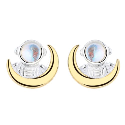 Boucle d'oreille bijoux en argent sterling, Argent sterling 925, avec Moonstone, bijoux de mode & pour femme, 8.50x8mm, Vendu par paire