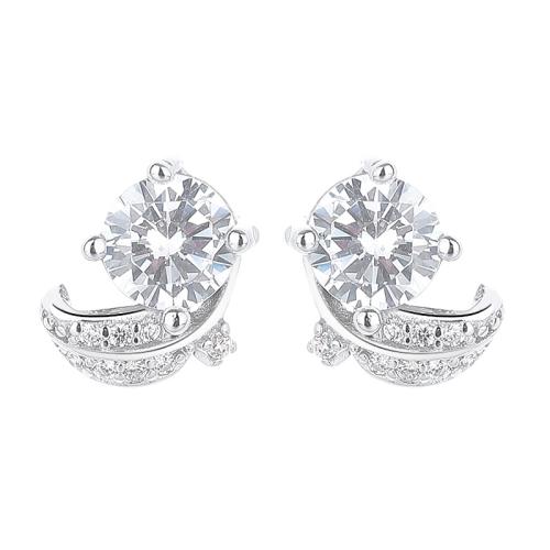 Cubic Zirconia Micro άνοιγαν Sterling Silver Σκουλαρίκι, 925 ασημένιο ασήμι, κοσμήματα μόδας & μικρο ανοίξει κυβικά ζιρκονία & για τη γυναίκα, περισσότερα χρώματα για την επιλογή, 7.20x8.50mm, Sold Με Ζεύγος